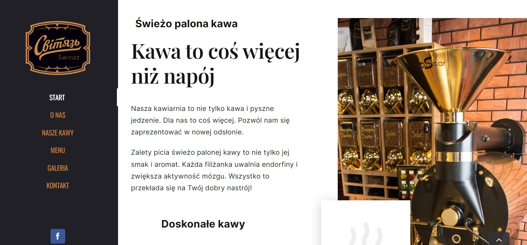 Strona internetowa dla kawiarni Szczecin